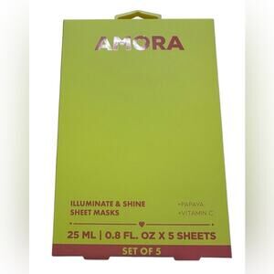 AMORA Illuminate & Shine Sheet Masks with Papaya + Vitamin C (Set of 5)